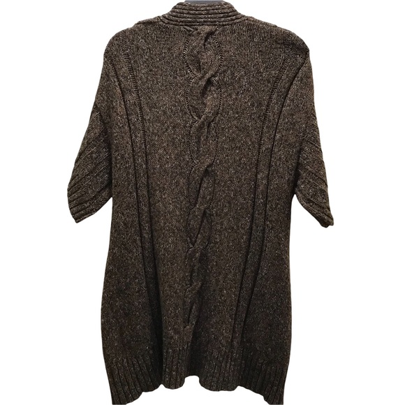 Avenue Cotton Blend Cable Net Open Sweater in brown - Picture 2 of 9